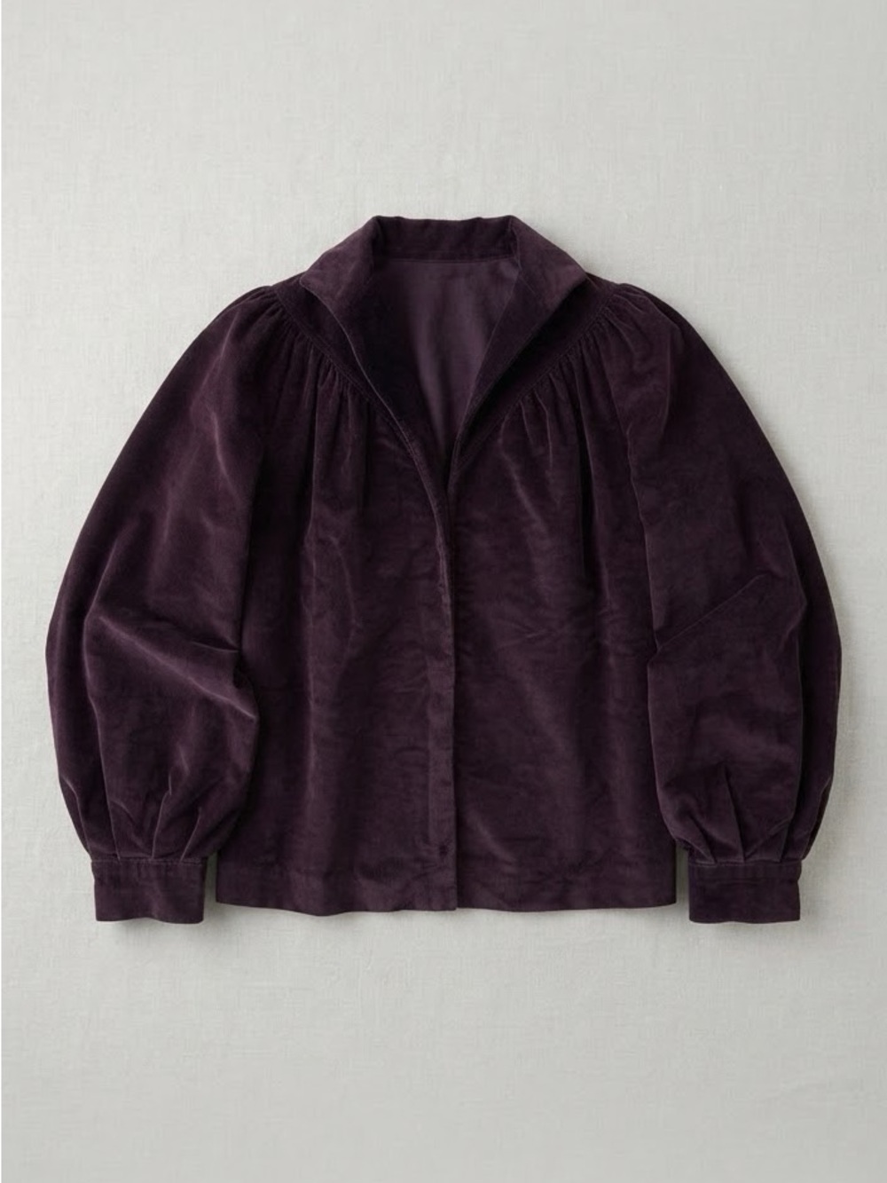 Vintage Patty Woodard California Purple Velvet Jacket Blouse Statement Collar
